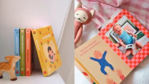 Livre photo pour bébé avec de pochettes ou glisser des photos pour le personnaliser et le changer.
