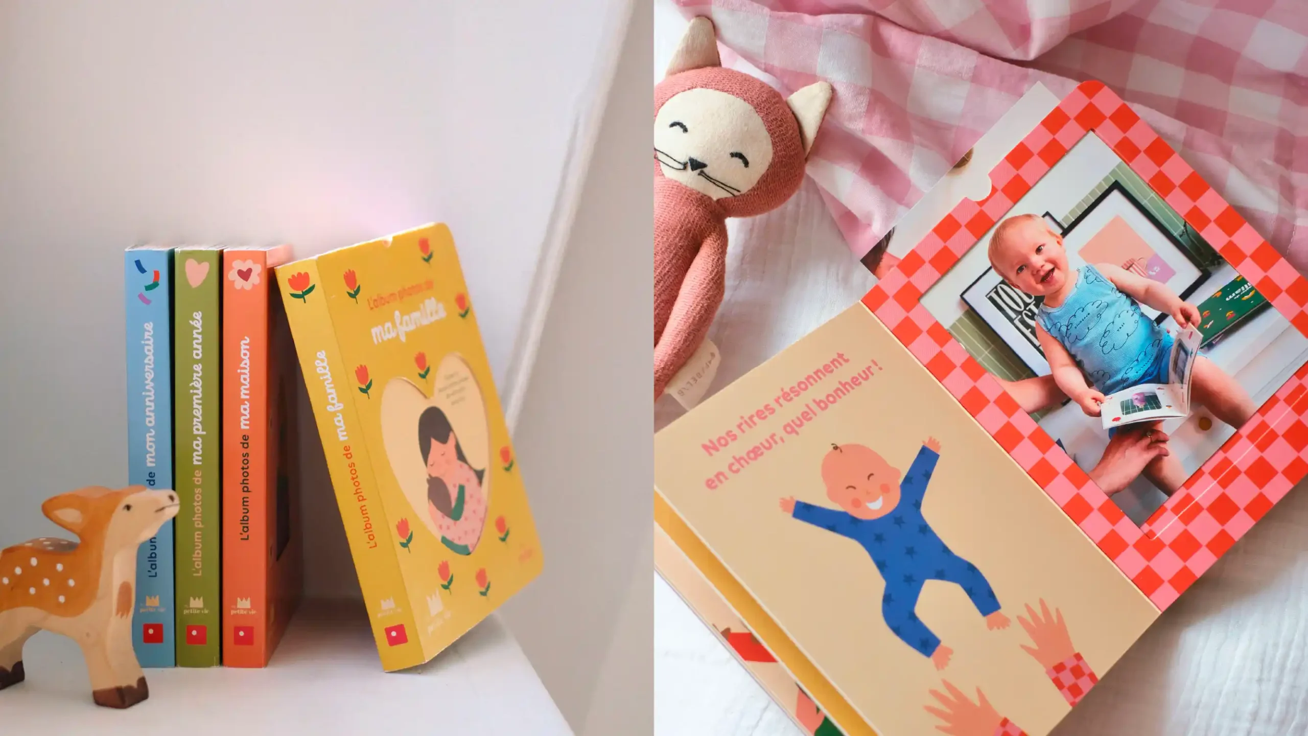 Livre photo pour bébé avec de pochettes ou glisser des photos pour le personnaliser et le changer.