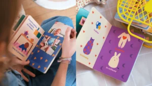 livres photos illustrés pour les enfants avec des encoches pour glisser ses propres photos
