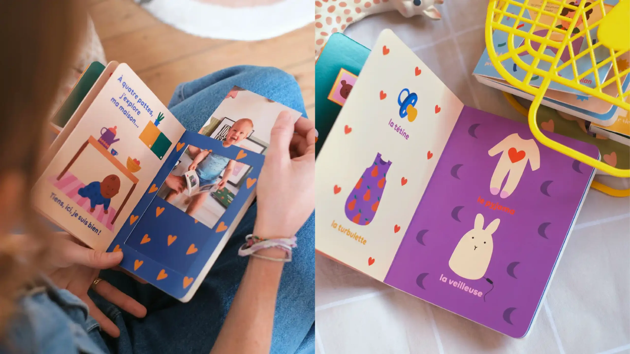 livres photos illustrés pour les enfants avec des encoches pour glisser ses propres photos